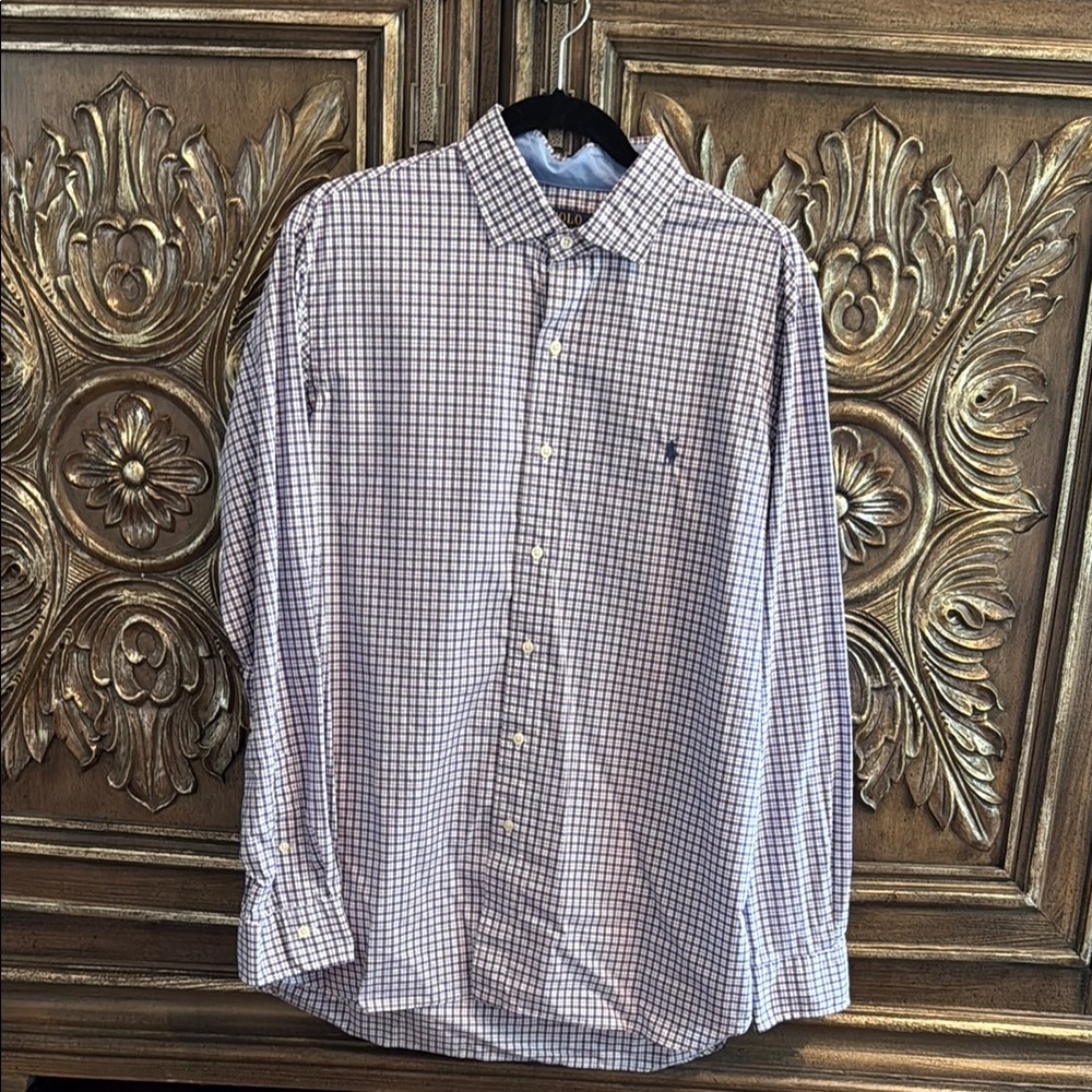 Polo by Ralph Lauren Men’s Checkered Shirt - Purple and White
